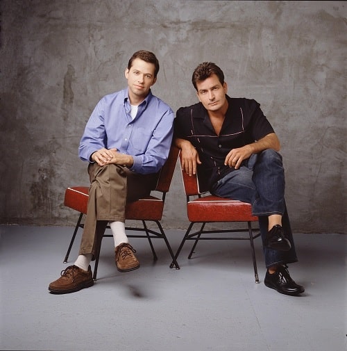 A picture of Jon Cryer with Charlie Sheen.